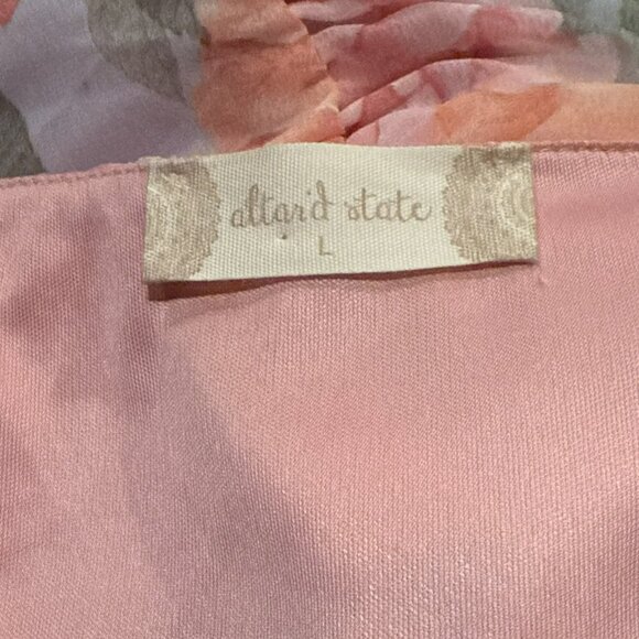 Altar’d State Tiered Maxi Floral Pink Dress Size Large NWT Coquette Slit Flowy - Picture 11 of 16